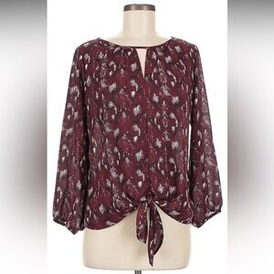 West Kei Burgundy Floral Blouse